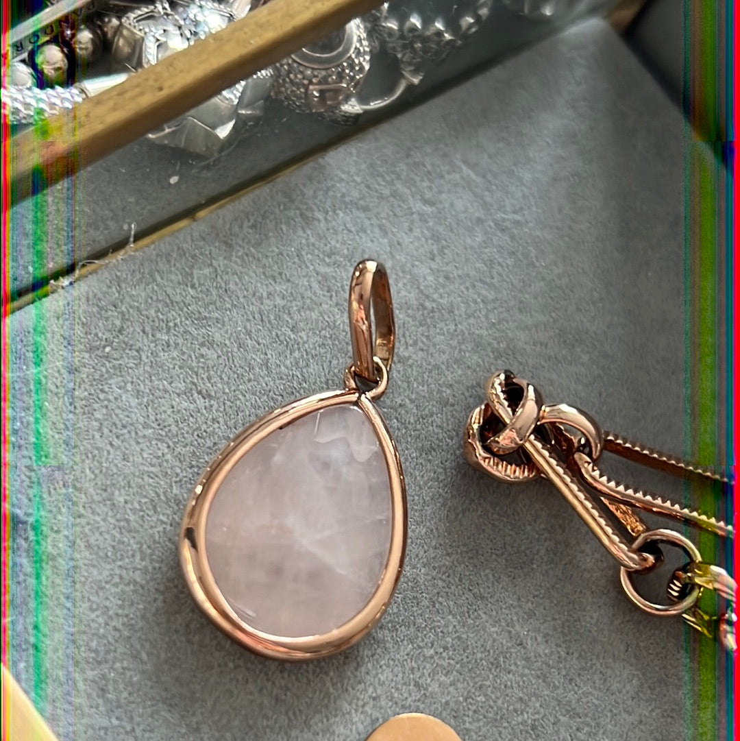 Genuine Abbott Lynn Rose Quartz Teardrop Large Charm Pendant
