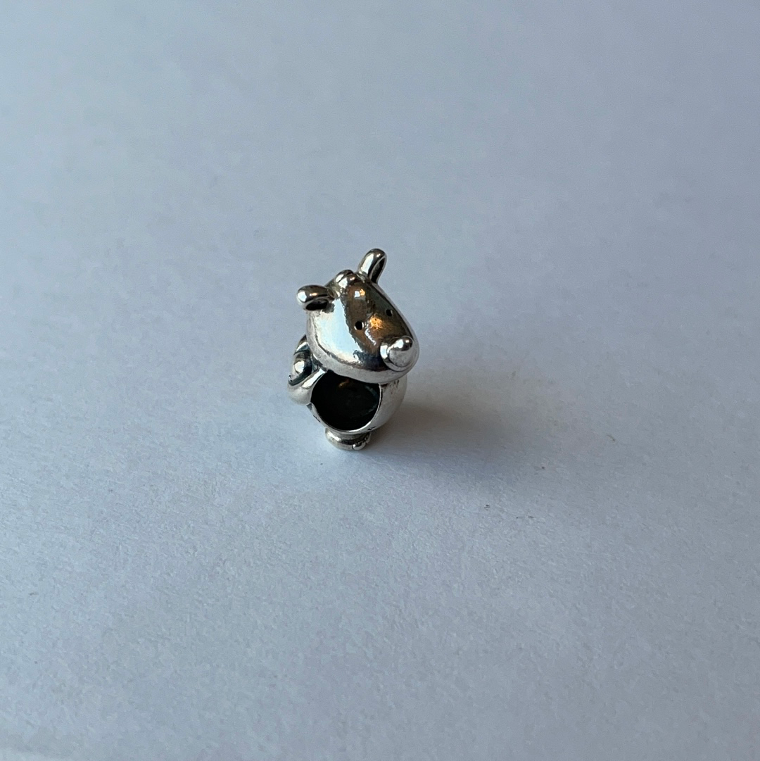 Genuine Pandora Rhino New Animal Charm Holding I Care Heart