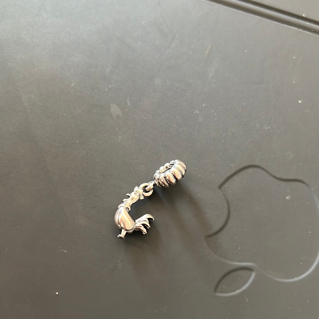 Genuine Pandora HTF Cockerel Chicken Dangle Charm RARE Zodiac
