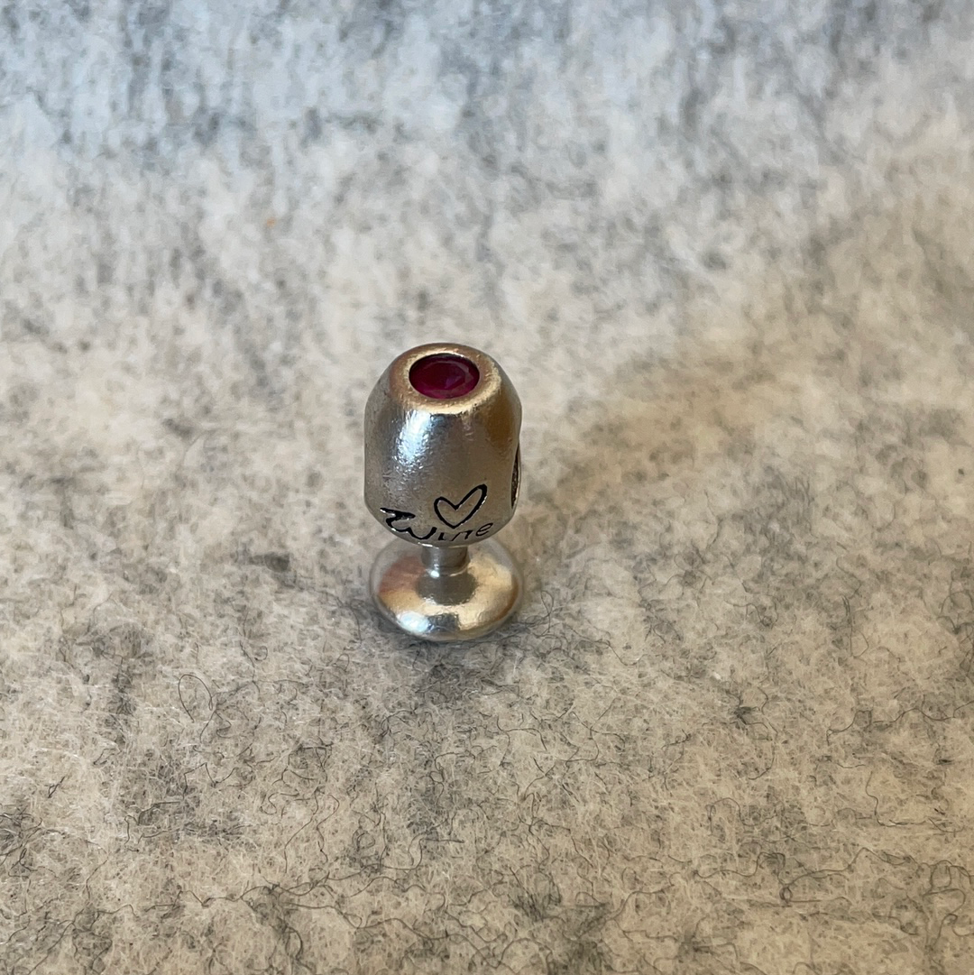 Unbranded I Love Wine Charm With Red CZ on the top CHEAP