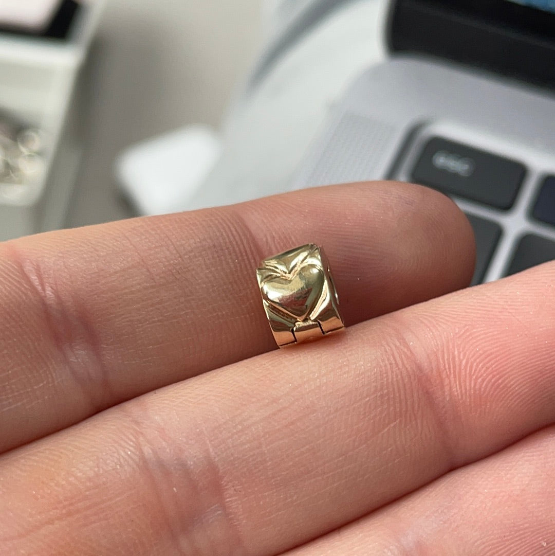 Genuine Pandora Solid Gold 14ct Double Heart Clip x1
