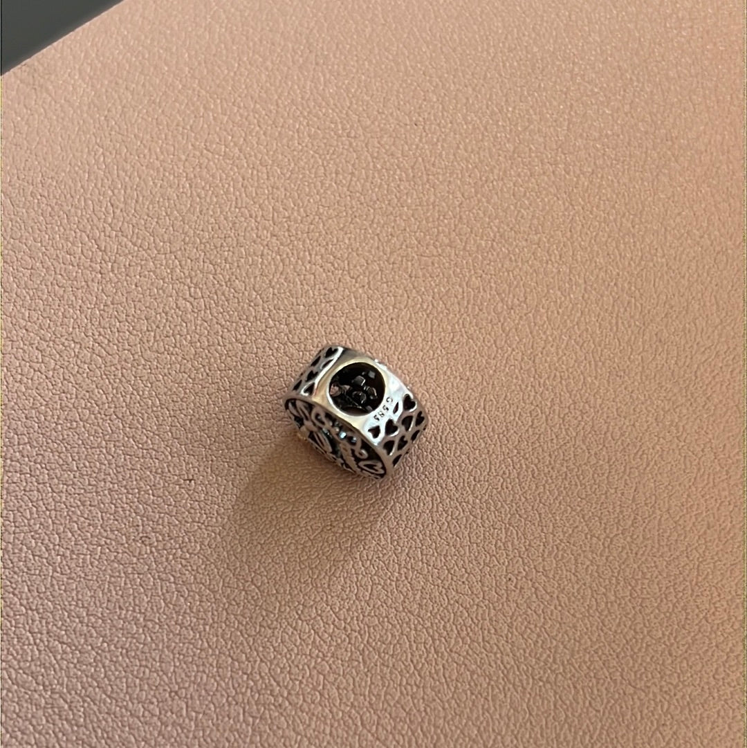 Genuine Pandora Two Tone Openwork Family Charm With Bows and Hearts