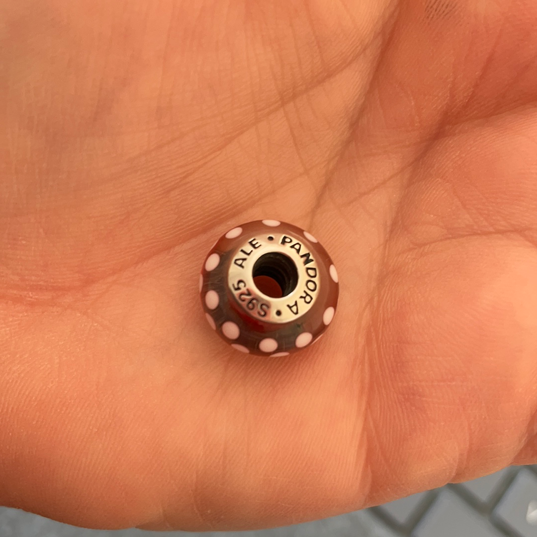 Pandora Disney Minnie Mouse Red Polka Dot Glass Murano Charm