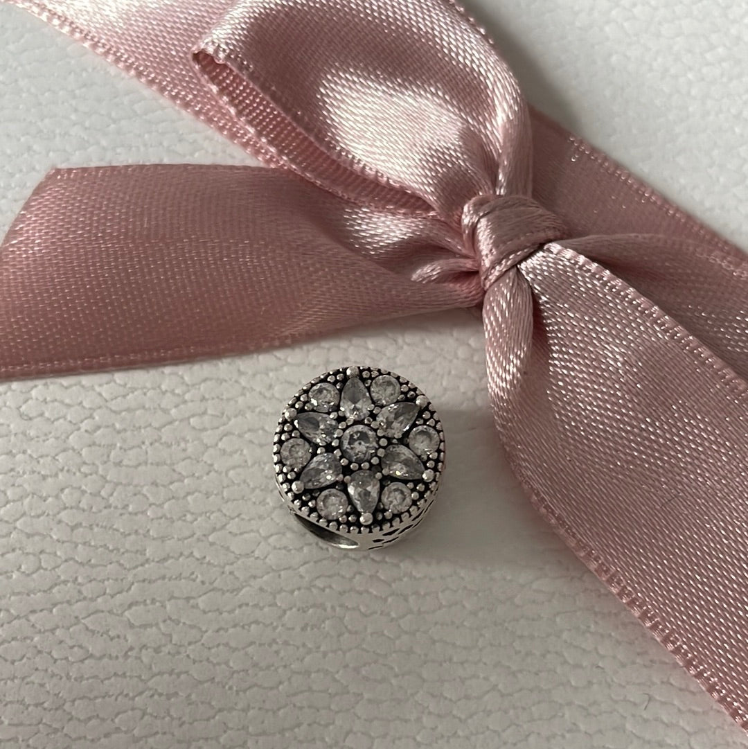 Genuine Pandora Pave Clear Flower Radiant Hearts Ball