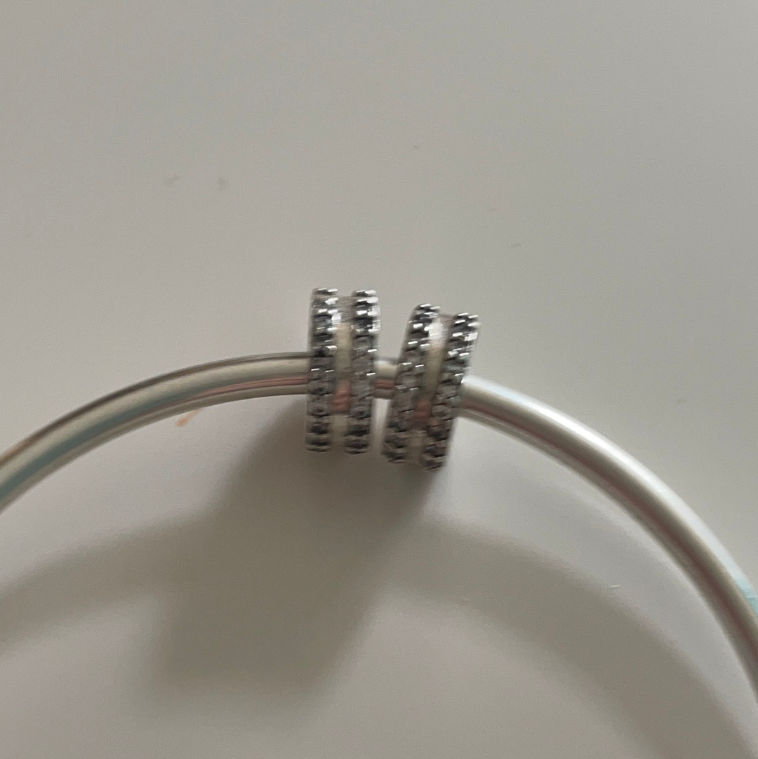 Genuine Pandora Pave Line Clips Pair Of WITH SILICONE