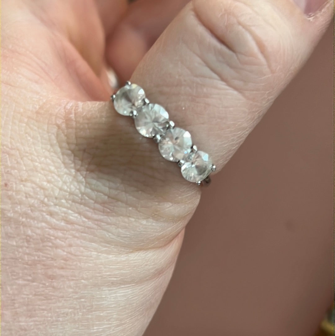 Sterling Silver 4 Cz Line Pave Ring Size 62