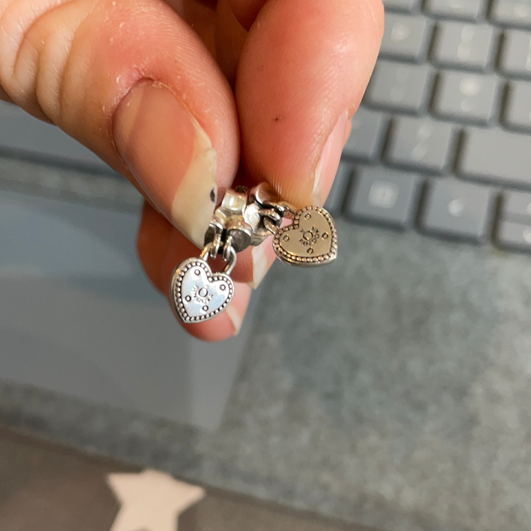 Genuine Pandora Padlock Heart Small Dangle Earrings