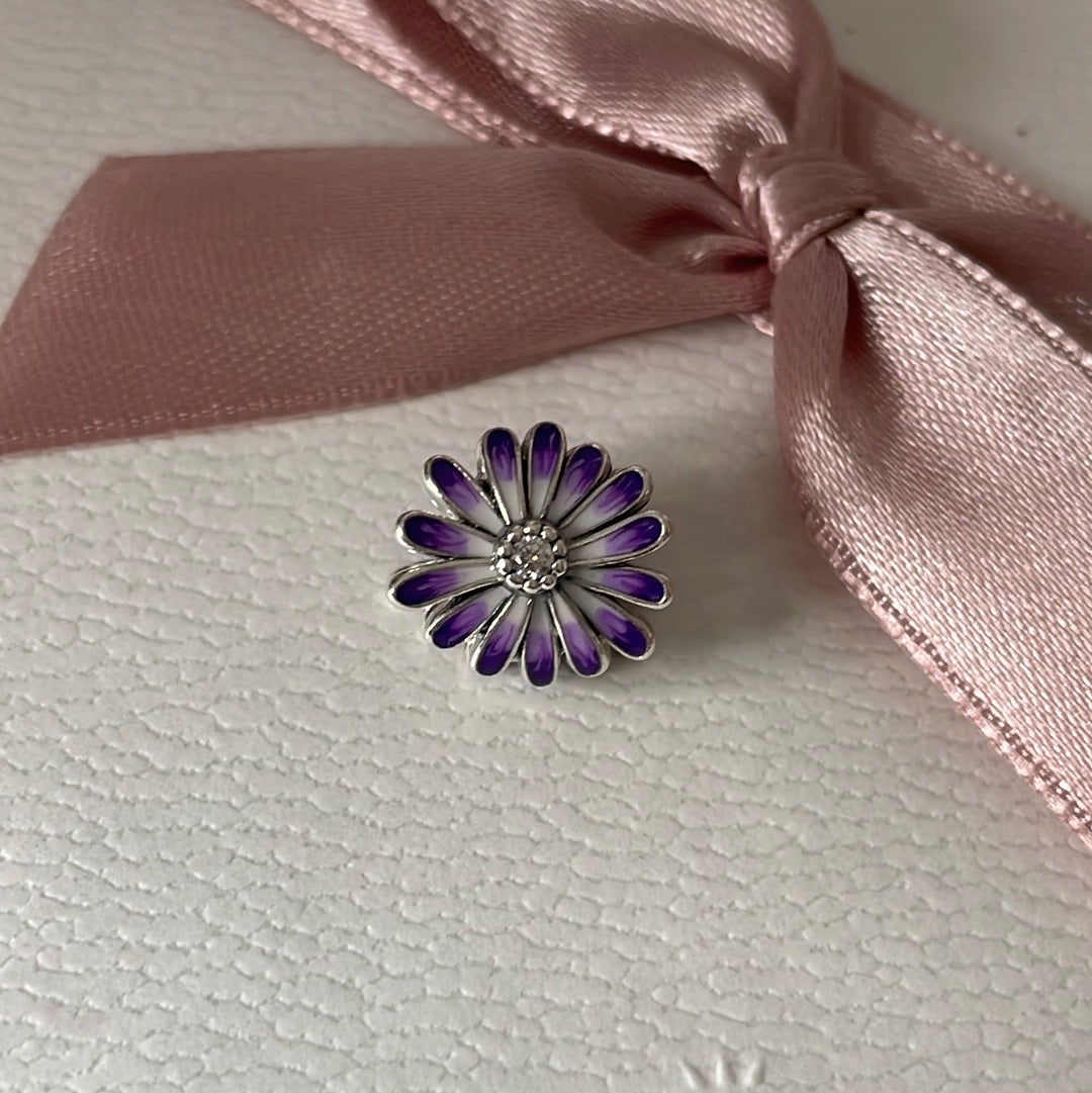 Genuine Pandora Purple Enamel Daisy Flower Ball