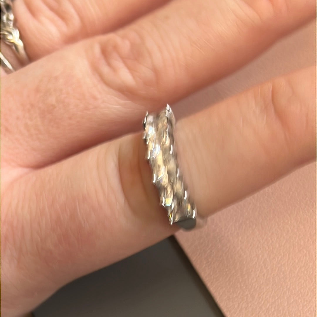 Sterling Silver Ring Beautiful Clear Square Stones 56