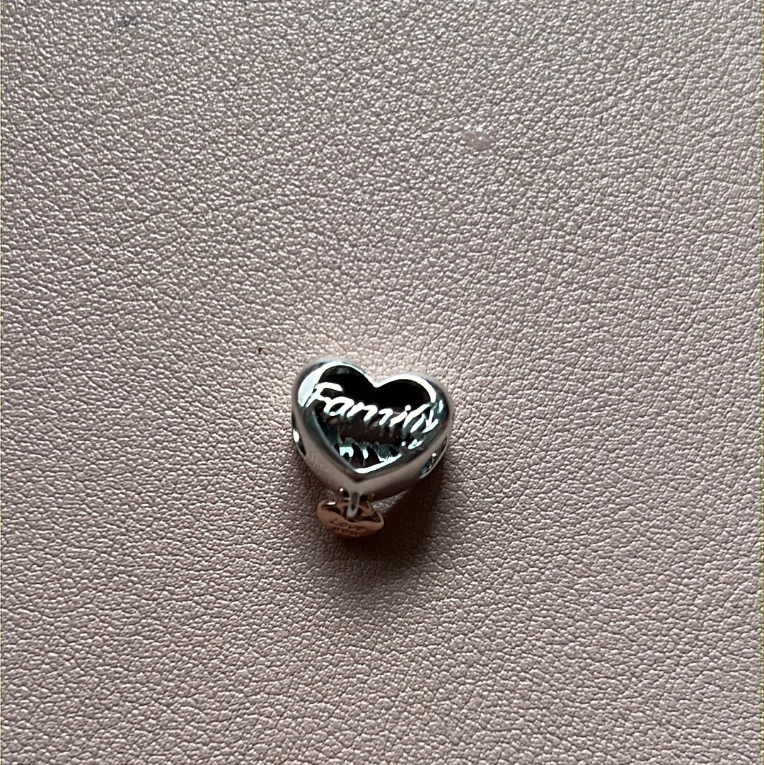 Genuine Pandora Rose Gold Dangle Heart Family Openwork Charm