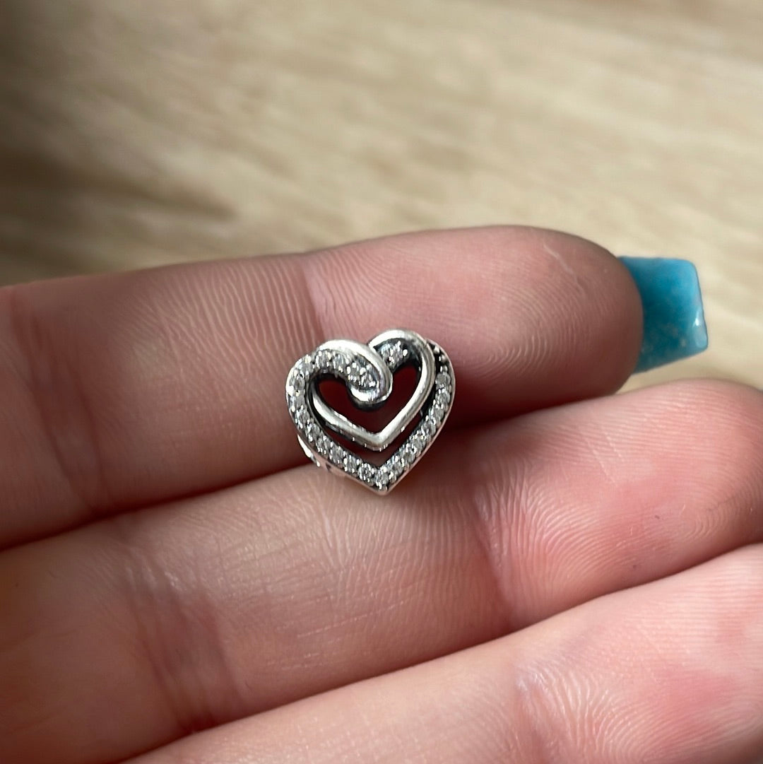 Genuine Pandora Sparkling Entwined Heats Pave Charm
