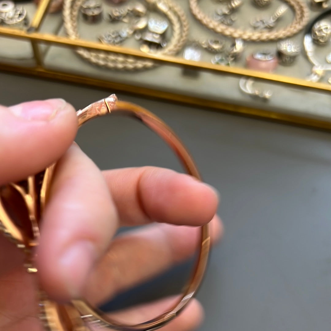 Genuine Kate Spade Beautiful Pave Rose Gold Hinged Bangle Size 18cm