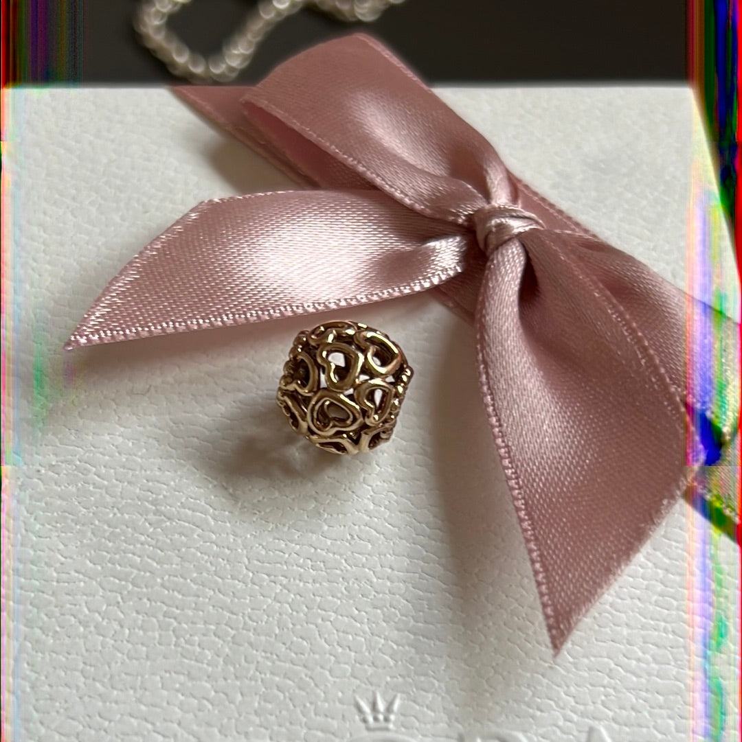 Genuine Pandora Solid Gold 14ct Openwork Heart Charm