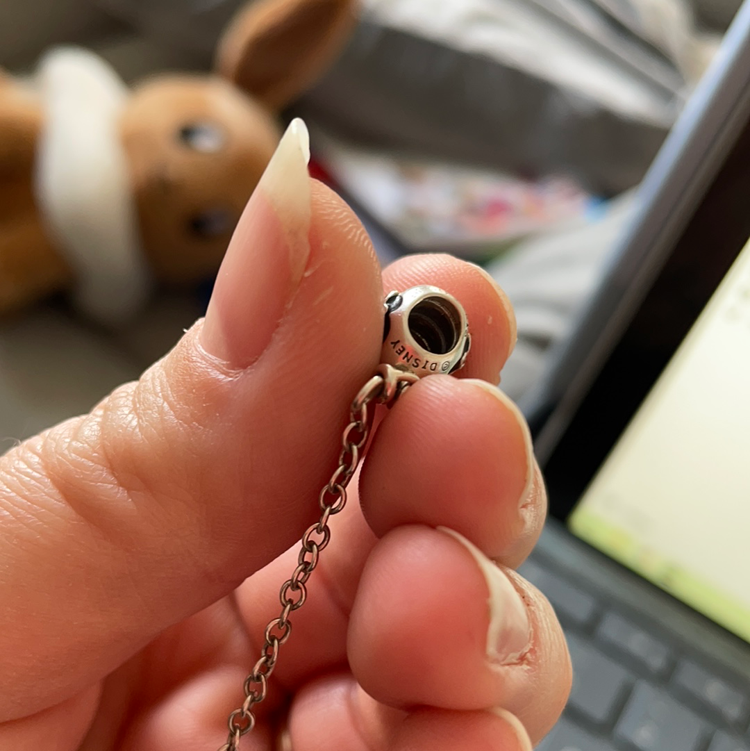 Genuine Pandora Disney Parks Safety Chain with Black Enamel and CZ