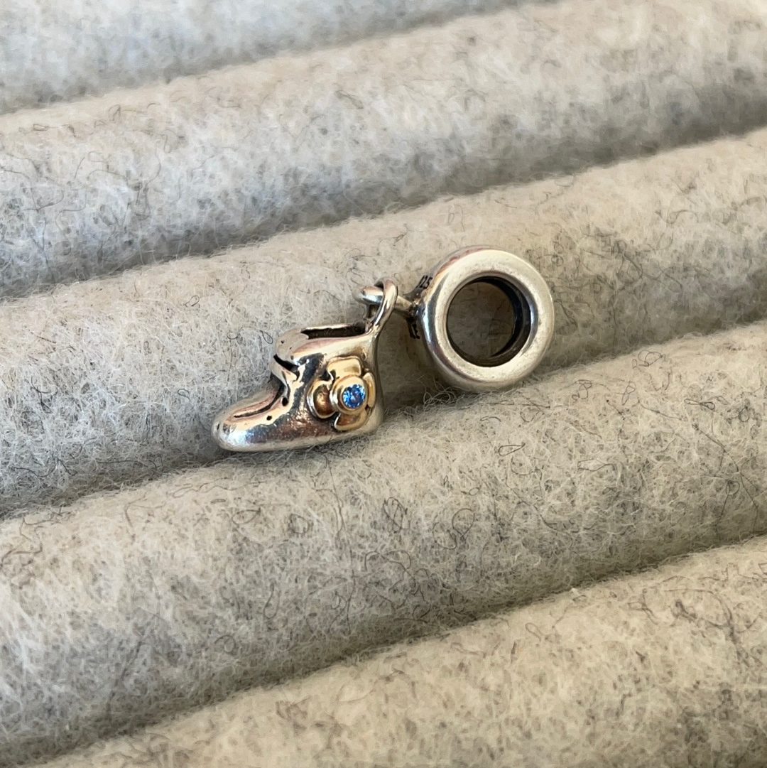 Genuine Pandora Baby Bootie boot Shoe Two Tone Dangle Charm CHOICE