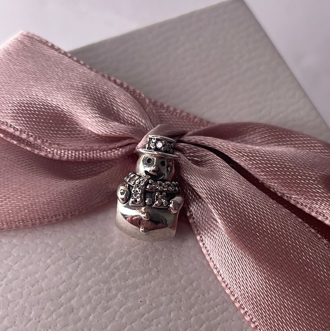 Genuine Pandora Pave Snowman Charm Christmas