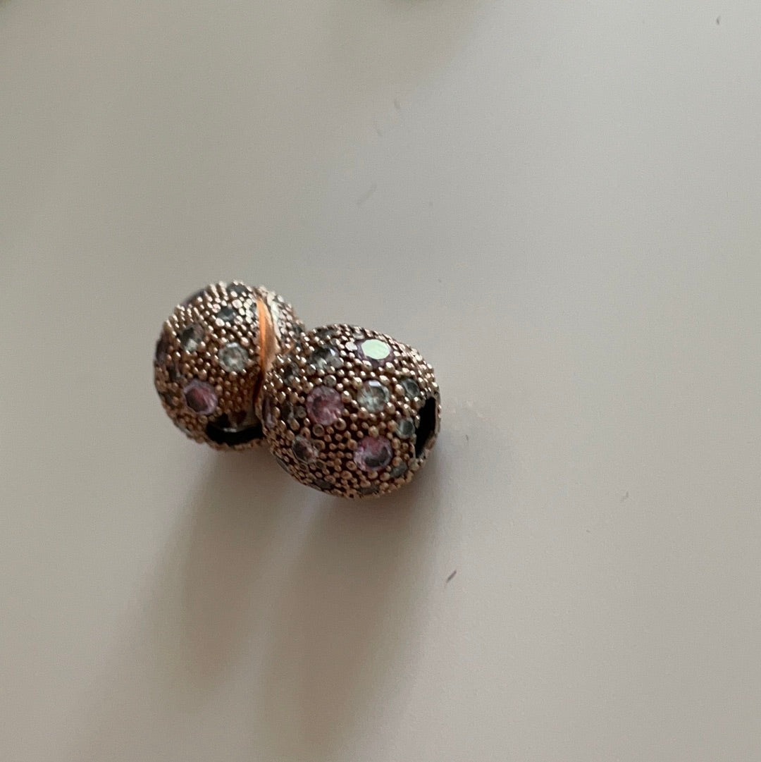 Genuine Pandora Rose Gold Clear and Pink Stones Cosmic Clip