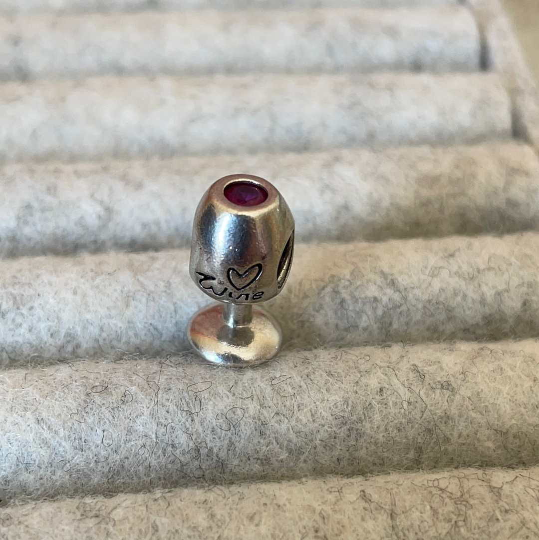 Unbranded I Love Wine Charm With Red CZ on the top CHEAP