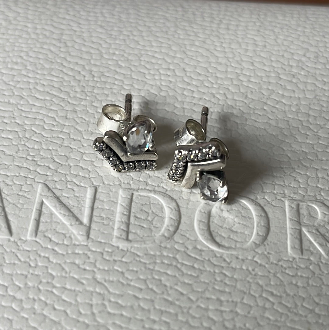 Genuine Pandora Pave Wishbone Earrings
