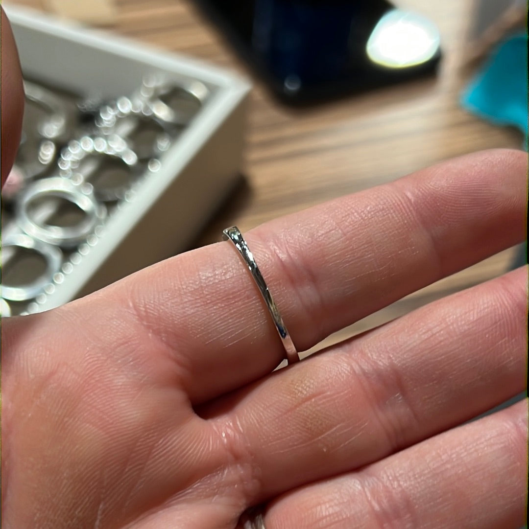 Sterling Silver CZ Line Ring Size 60