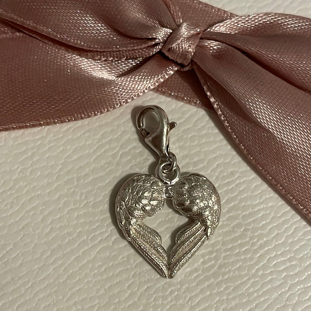 Thomas Sabo Sterling Silver Feather Heart Angel Wing Clip Charm
