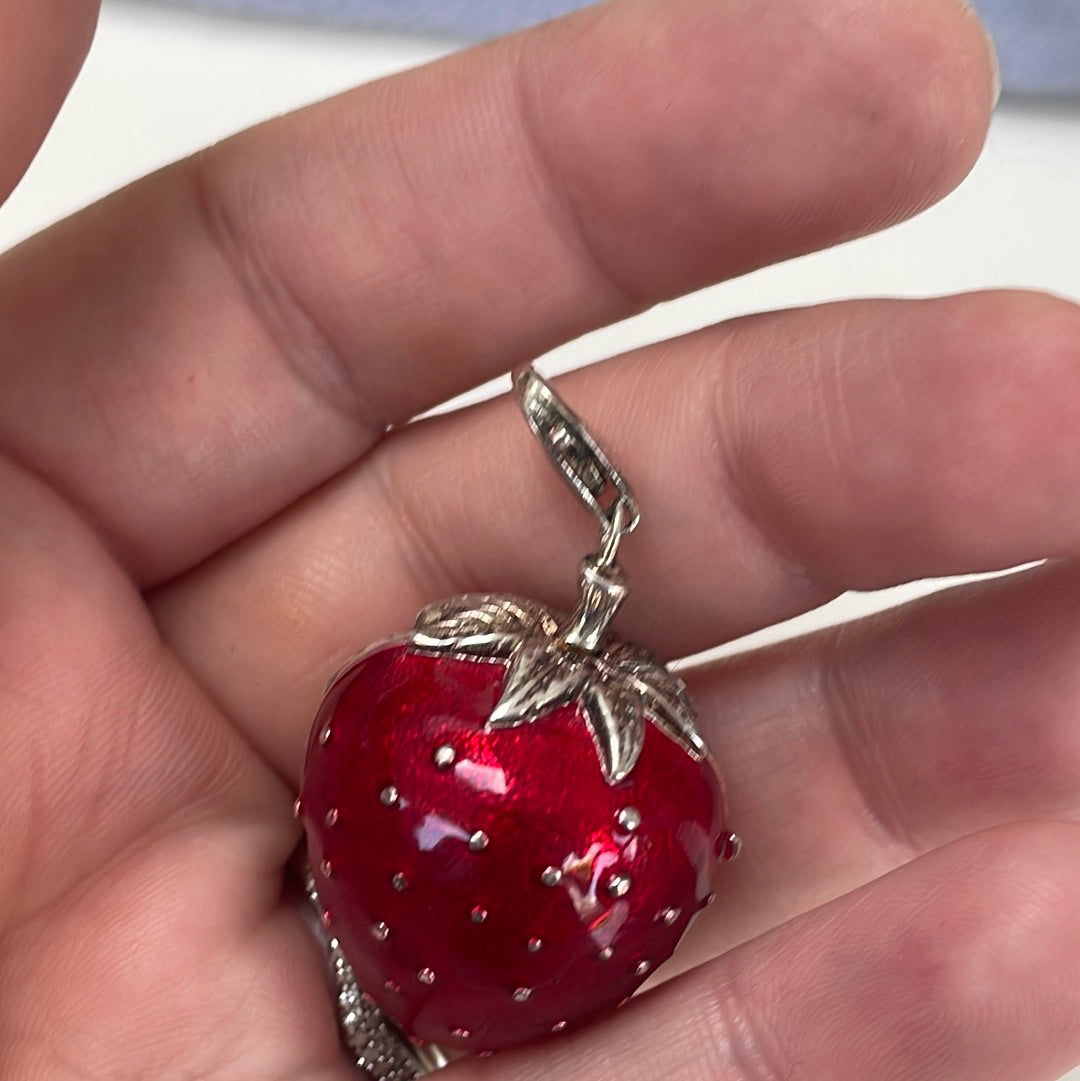 Genuine Thomas Sabo Red Enamel Sweet Strawberry Summer Locket RARE