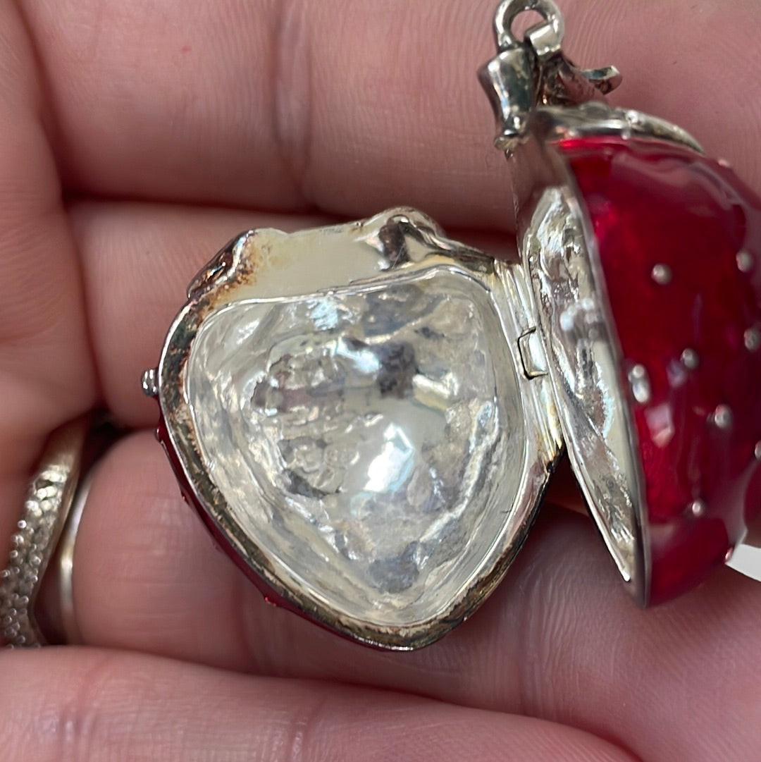 Genuine Thomas Sabo Red Enamel Sweet Strawberry Summer Locket RARE