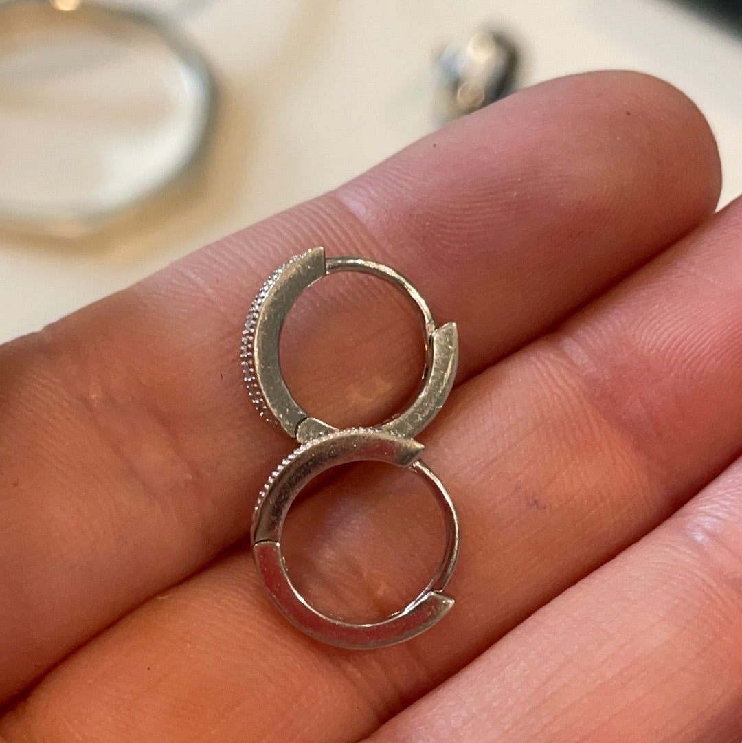 Brand New Sterling Silver CZ Small Hoops CZ Beautiful