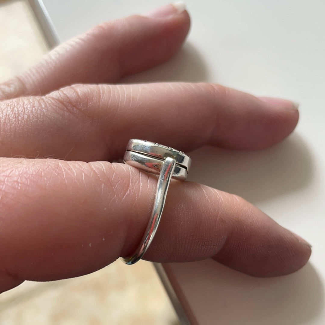 Genuine Pandora Logo Circle Memory Locket Ring Size 52