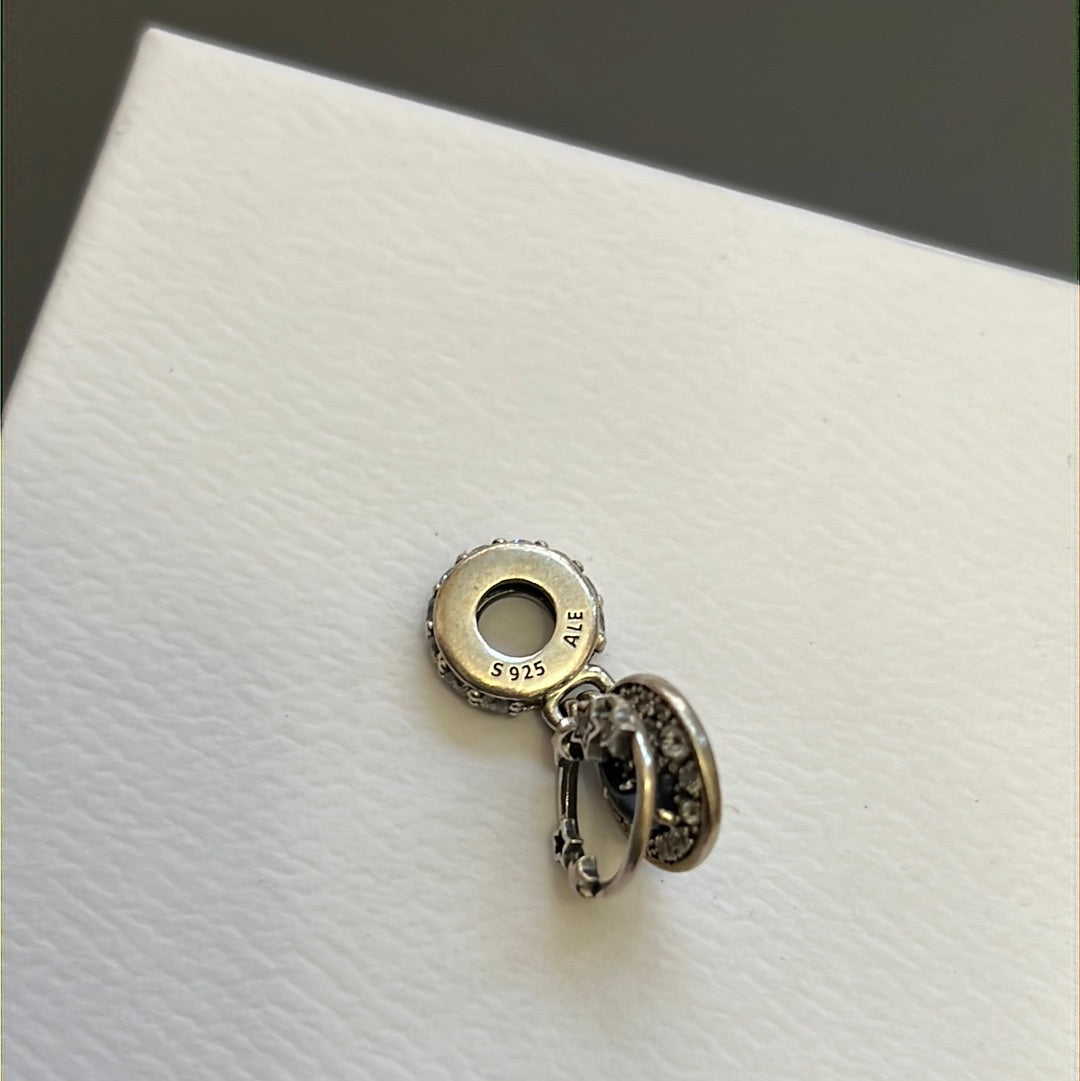 Genuine Pandora Blue Night Sky Crescent Moon & Stars Dangle Charm