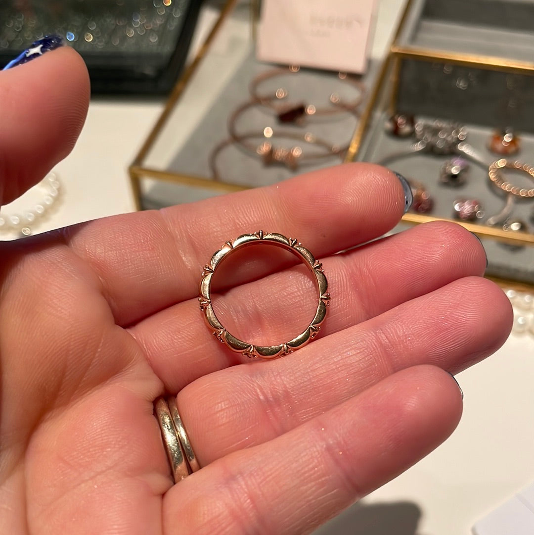 Genuine Pandora Rose Gold Pave Cushioned Band Ring Size 54