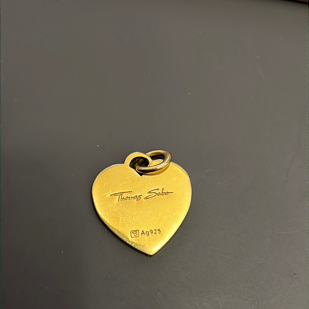 Genuine Thomas Sabo Gold Plated Heart Love Pendant Dangle Charm