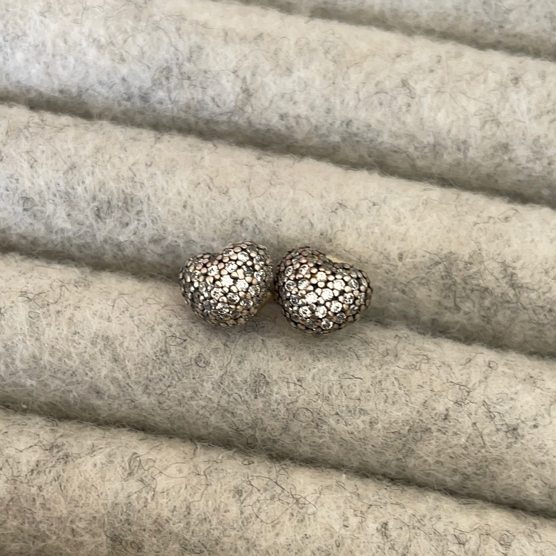 Genuine Pandora Pave Heart Earrings Studs
