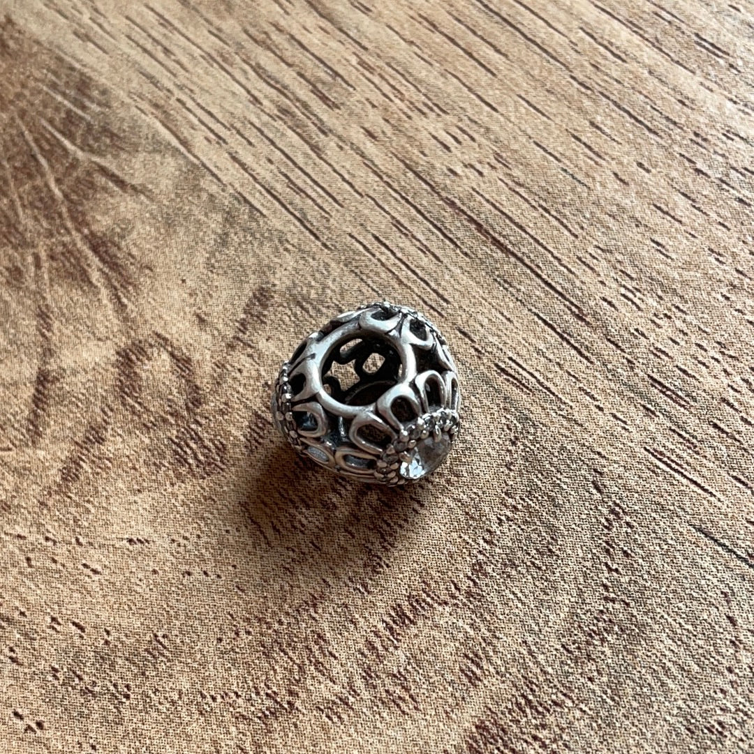 Genuine Pandora Floral Brilliance Openwork Sparkle Clear CZ Charm