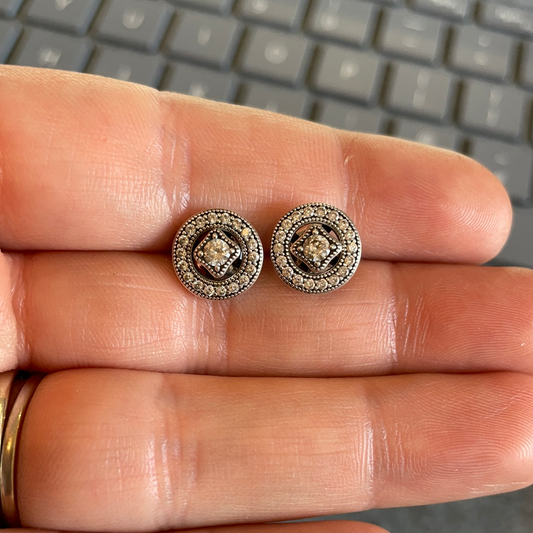 Genuine Pandora Vintage Elegance Pave 2 in 1 Earrings Studs