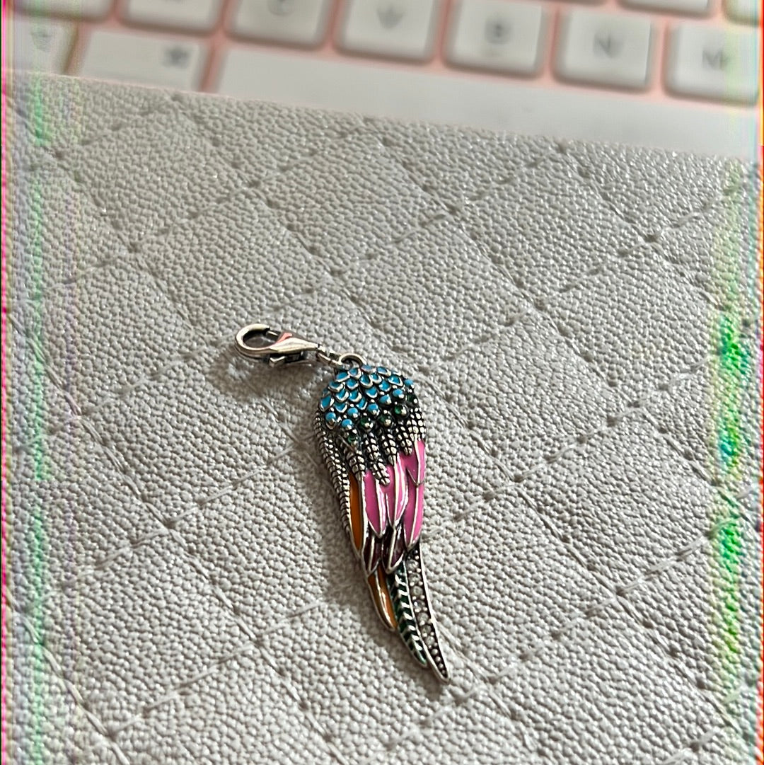 Genuine Thomas Sabo Enamel Parrot Feather Clip Charm