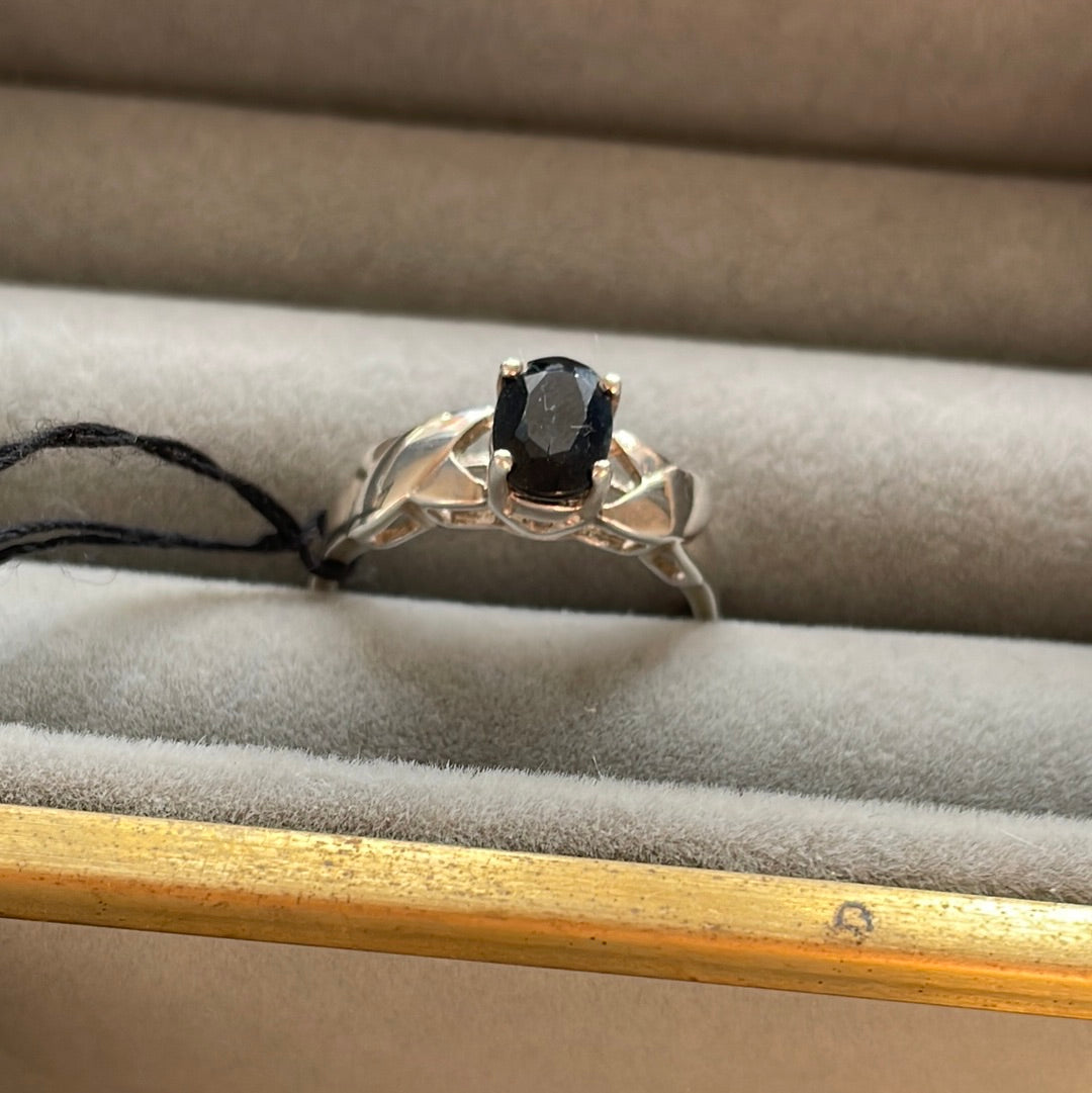 Unbranded Sterling Silver Ring With Faceted Onyx Black Stone Size 53