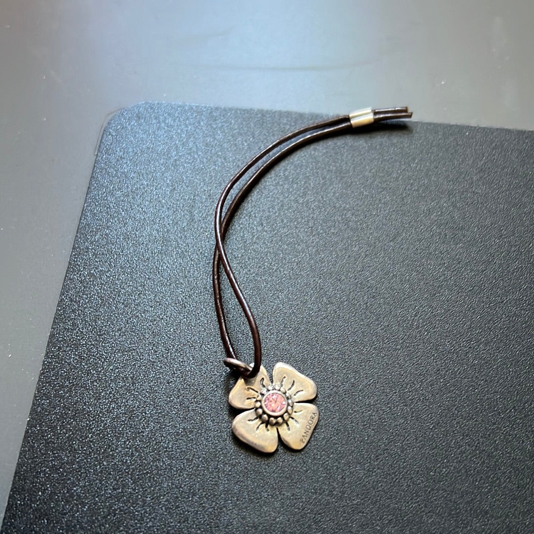 Genuine Pandora Clasp Opener Flower with Pink CZ