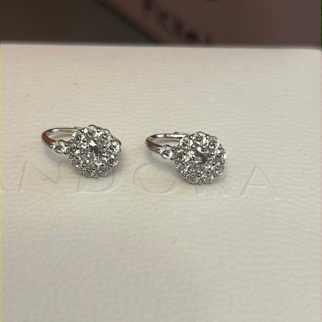 Sterling Silver Pave Snowflake Dangle Earrings