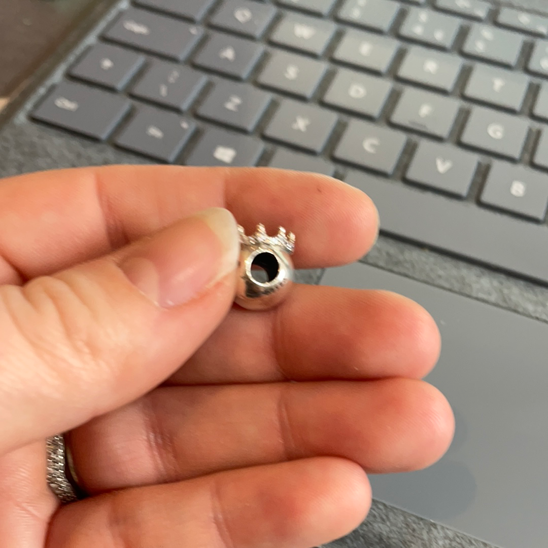 Genuine Pandora Princess Face Emoji Charm with Pave Crown