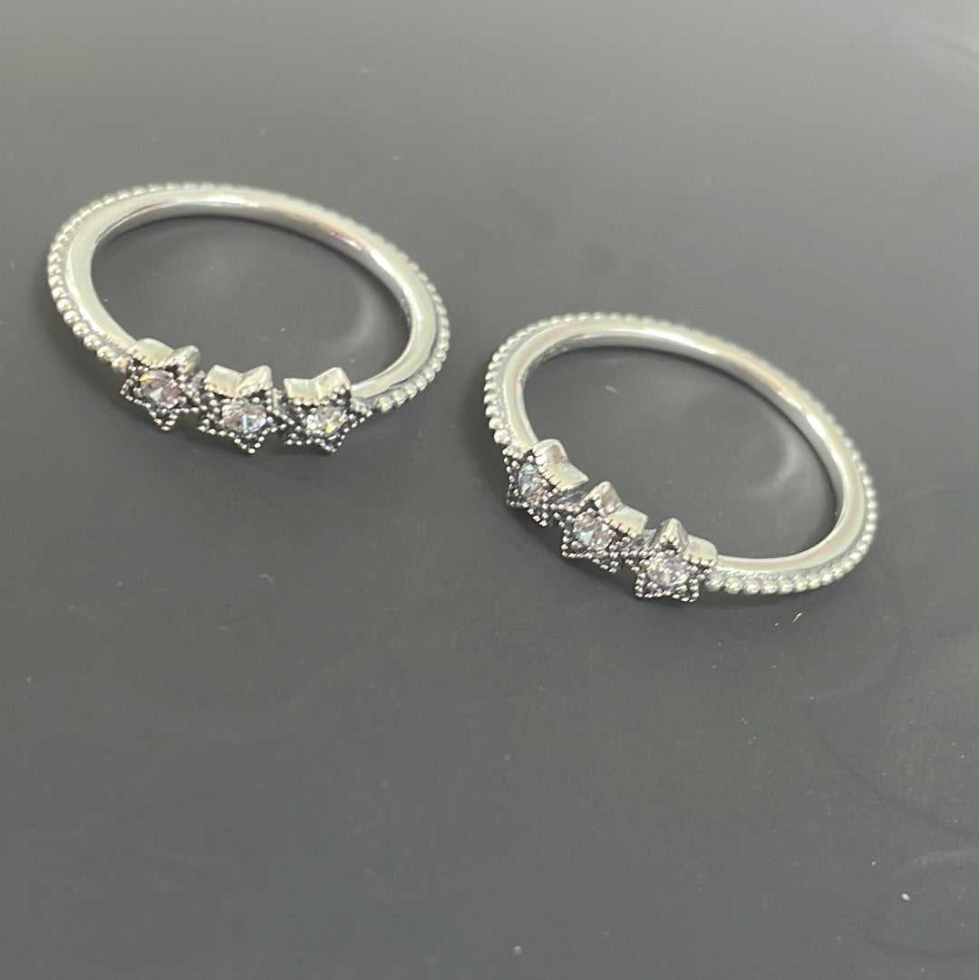 Genuine Pave Trio of Stars Ring Size...