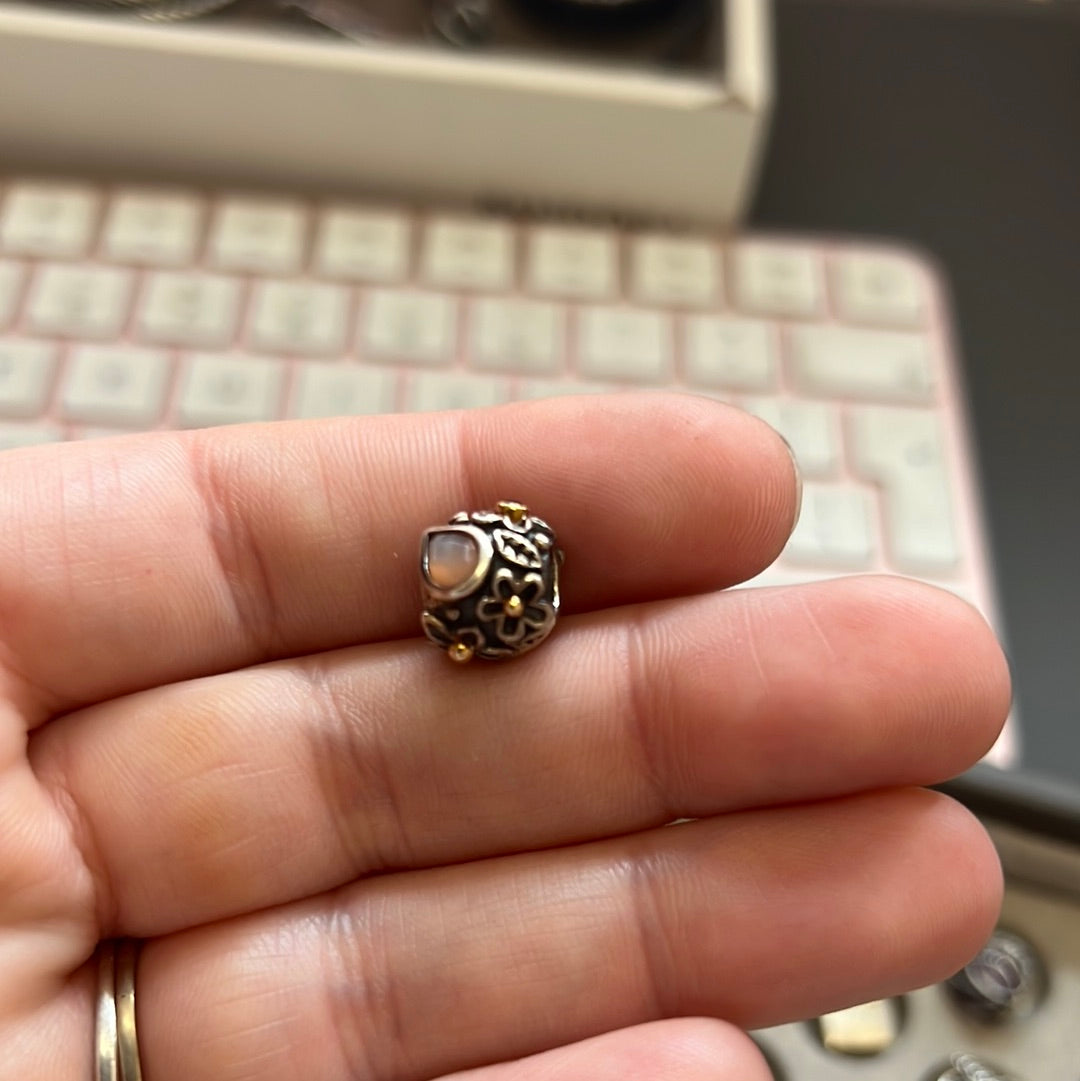Genuine Pandora Pink Moonstone Charm Dew Drop RARE HTF