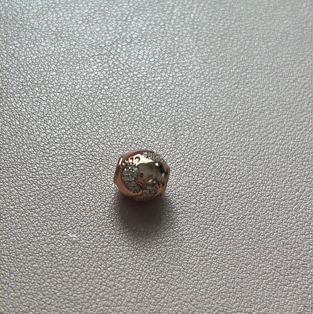 Unbranded Sterling Silver Rose Gold Plated Pave Baby Footprint Charm