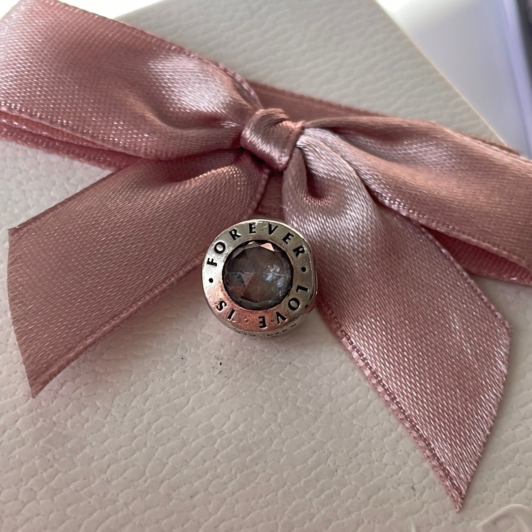 Genuine Pandora Love is Forever Charm With Clear Stone