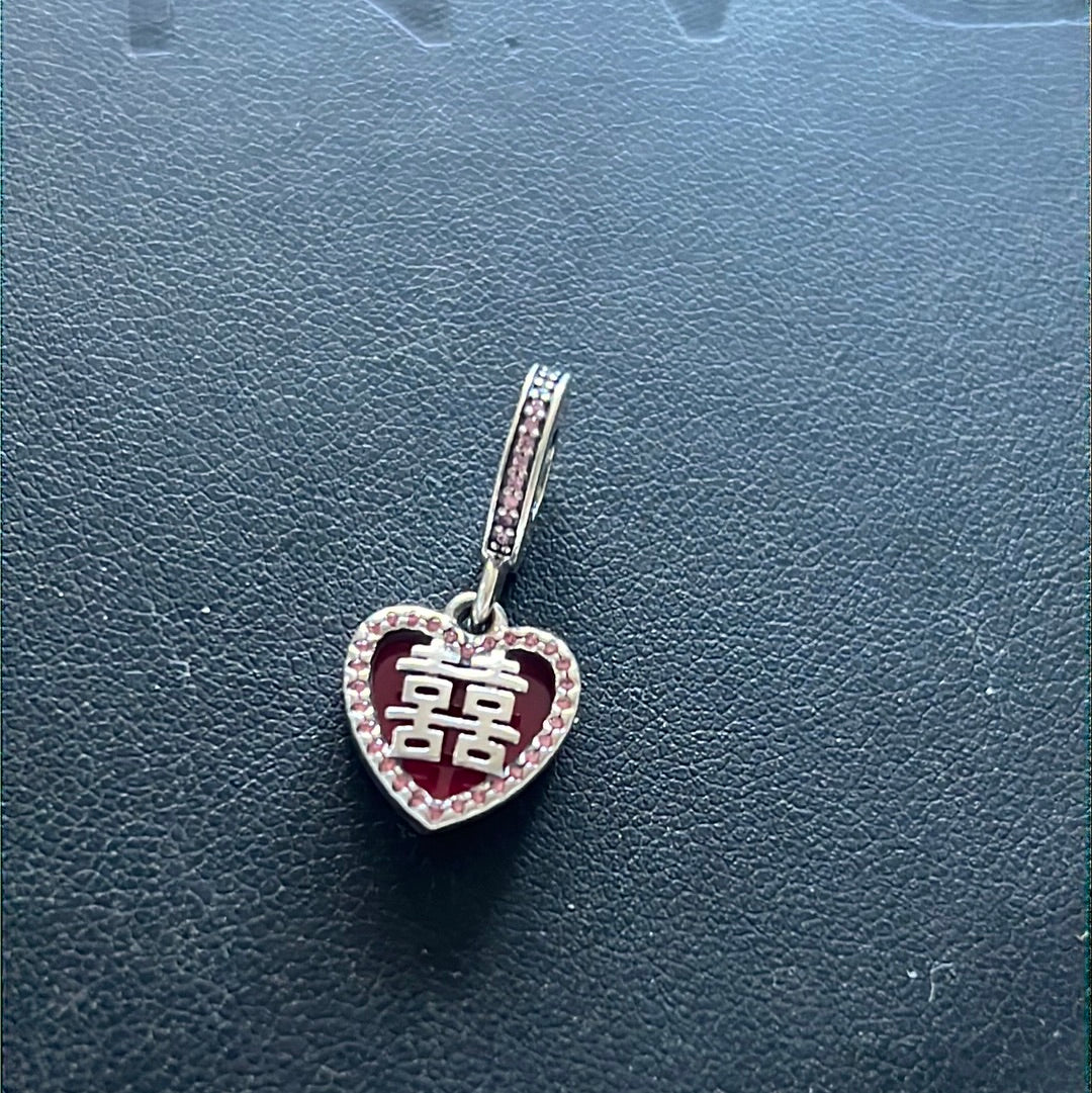 Genuine Pandora Love Chinese Pave Enamel Symbol Dangle Charm