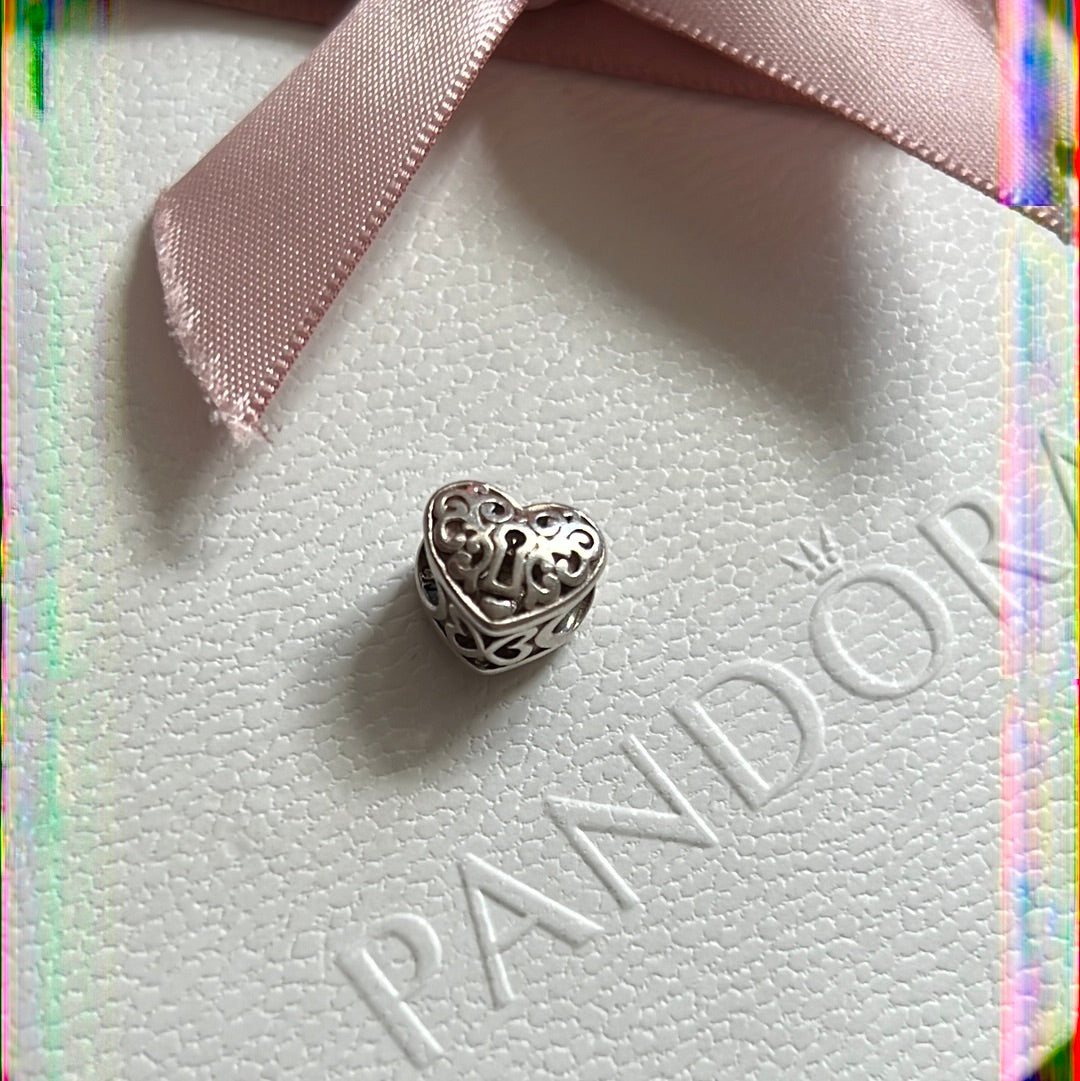 Genuine Chamilia Heart Lock Charm Intricate Charm