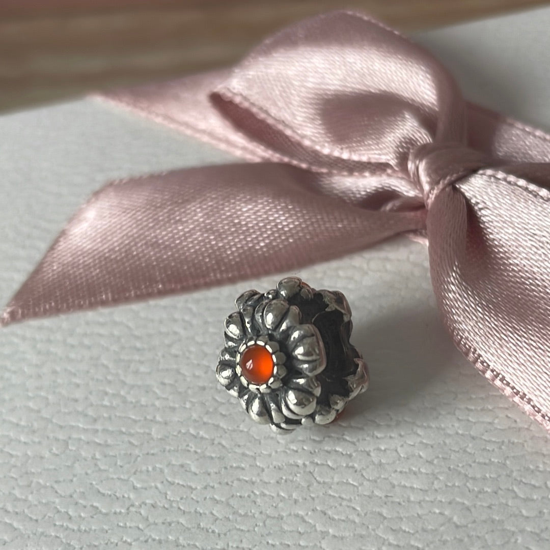 Genuine Pandora Orange Ruby Birthday Bloom Charm