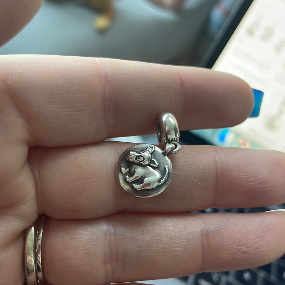 Genuine Pandora Rare HTF Dog Zodiac Charm Dangle