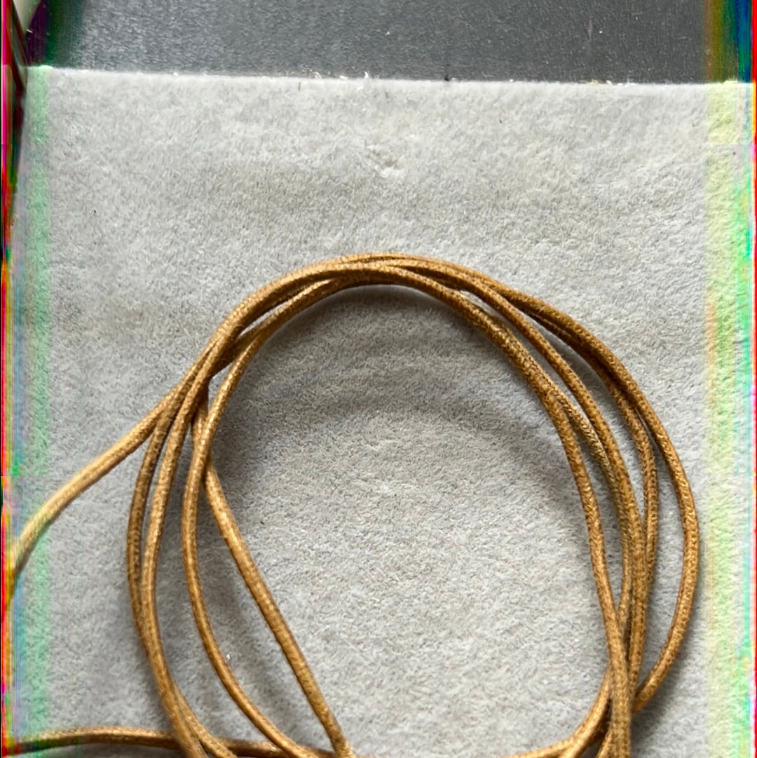 Genuine Pandora Light Tan Leather Lariat String with Solid Gold G585 Ends Rare 90cm