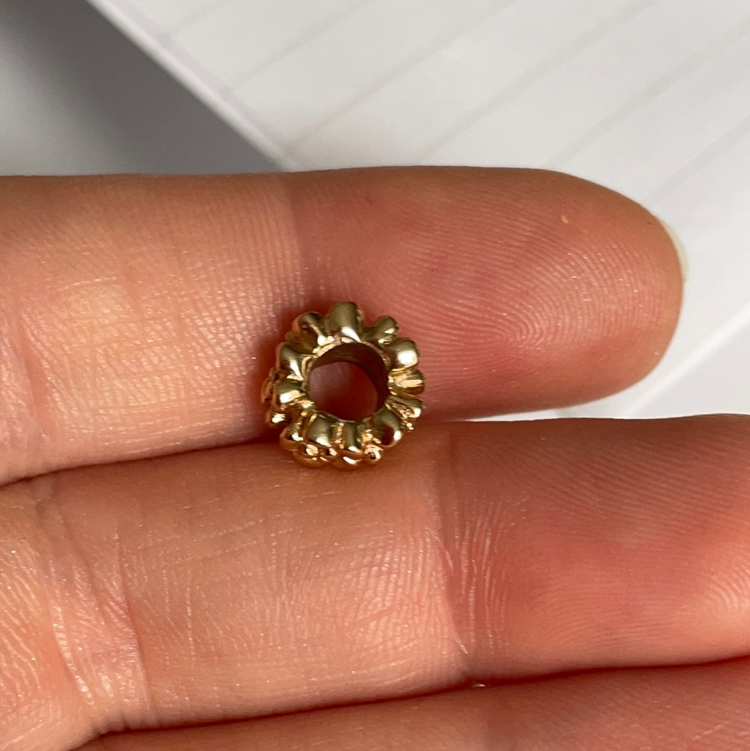 Genuine Pandora Solid 14ct Gold Ring of Flowers Large Spacer Charm HTF